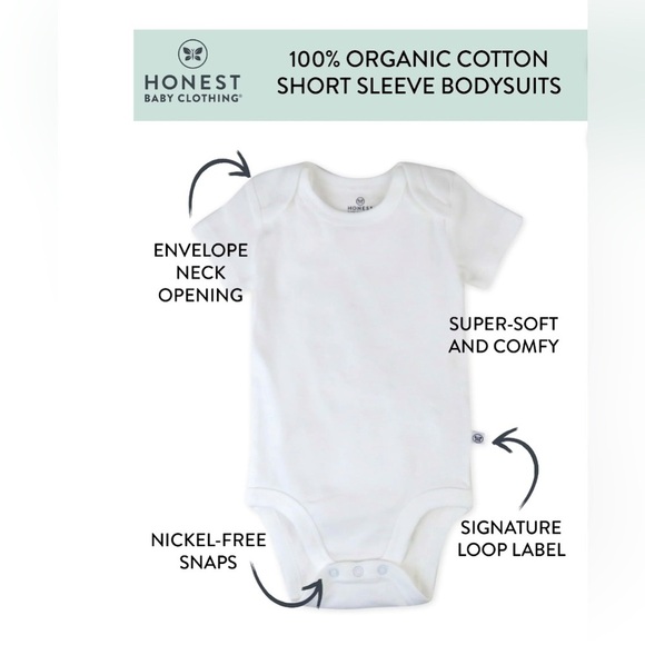 COPY - Honest Baby Clothing Baby Boy or Girl Gender Neutral Organic Cotton Shor… - Picture 3 of 10
